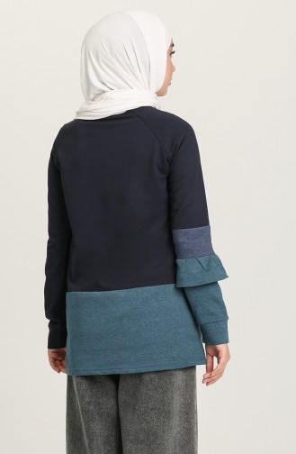 Fırfırlı Renkli Sweatshirt 3325-02 Lacivert