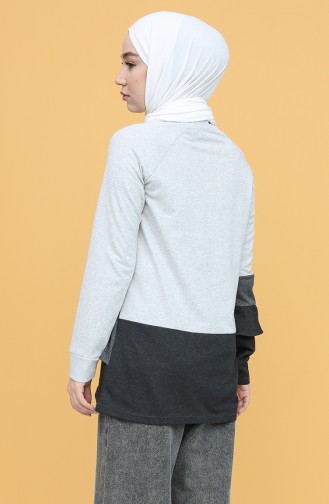 Fırfırlı Renkli Sweatshirt 3325-04 Gri