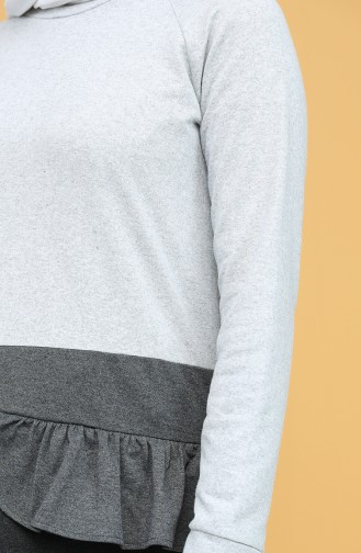 Fırfırlı Renkli Sweatshirt 3325-04 Gri