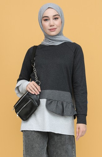 Ruffled Sweatshirt 3325a-01 Anthracite 3325A-01