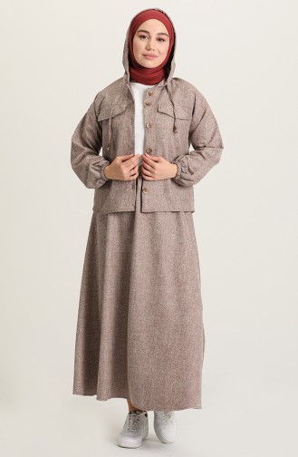 Etek Bluz Ikili Takım 22K8479-03 Vizon