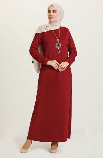 Claret Red Hijab Dress 8989-02