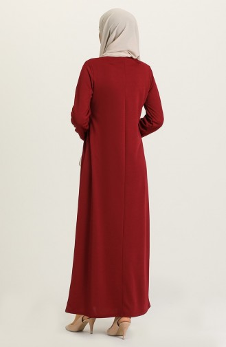 Claret Red Hijab Dress 8989-02