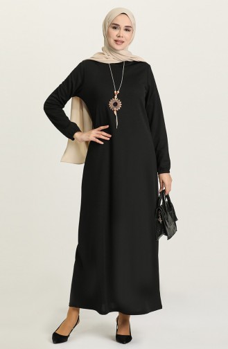 Schwarz Hijab Kleider 8989-01