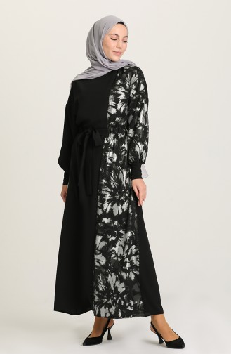 Silver Gray Hijab Evening Dress 0025-02