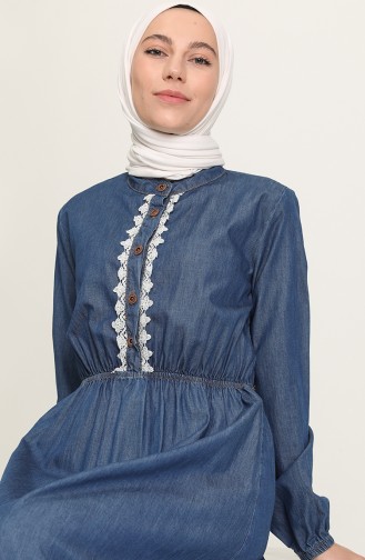 Navy Blue Hijab Dress 1815-02