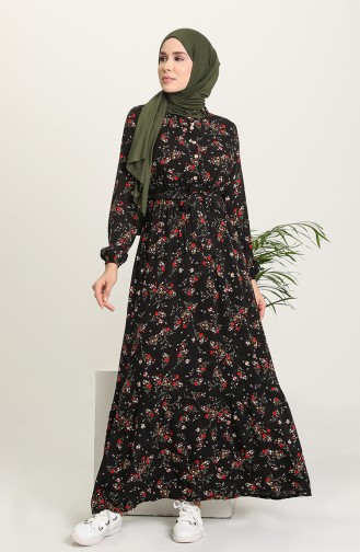 Schwarz Hijab Kleider 5068-01
