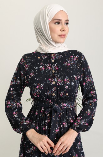 Navy Blue Hijab Dress 5068-04