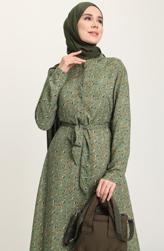 Khaki Hijab Kleider 60253-03