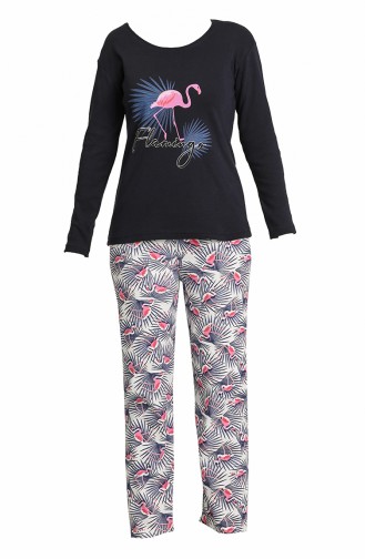 Cotton Pijama Takım 21302-02 Lacivert