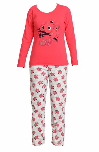 Cotton Pijama Takım 21304-01 Nar Çiçeği