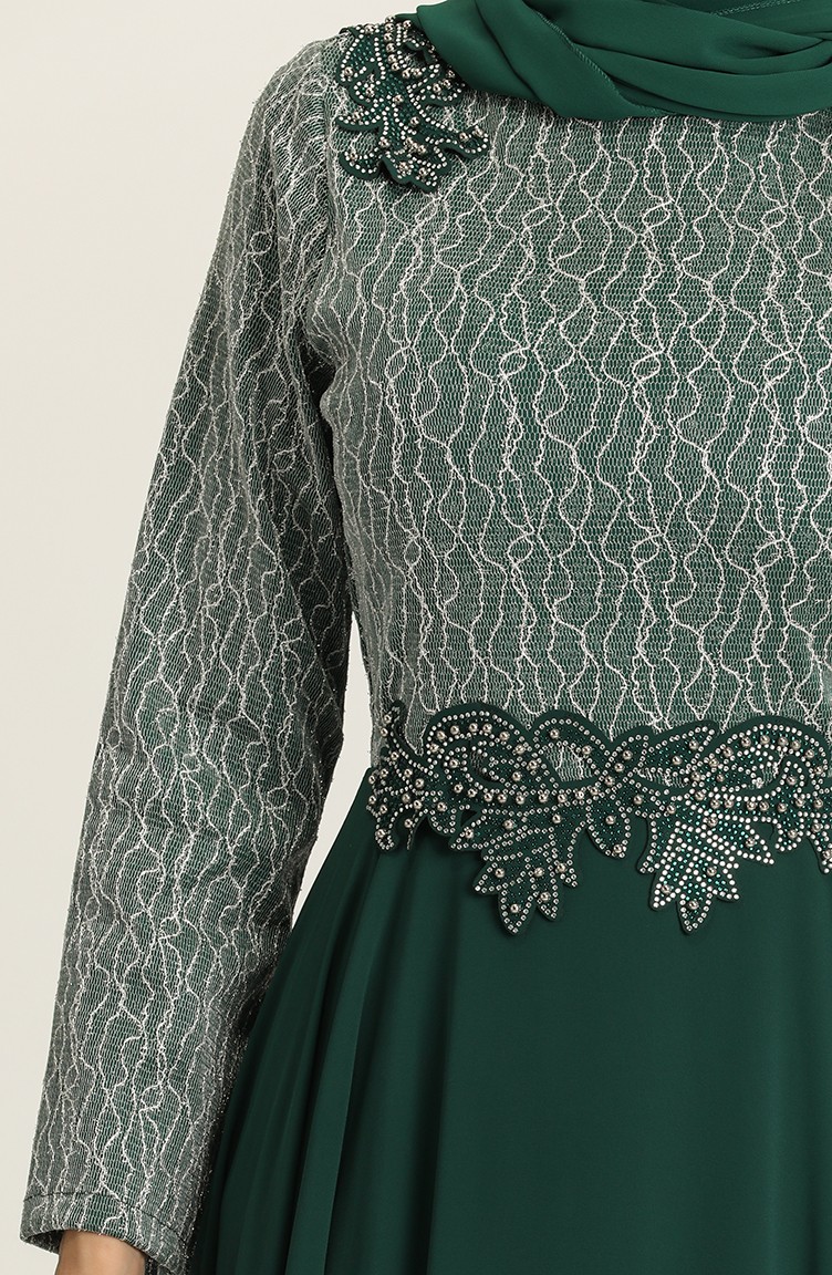 Emerald Green Hijab Evening Dress 1012-01 | Sefamerve Emerald Green Hijab Evening Dress 1012-01 | Sefamerve