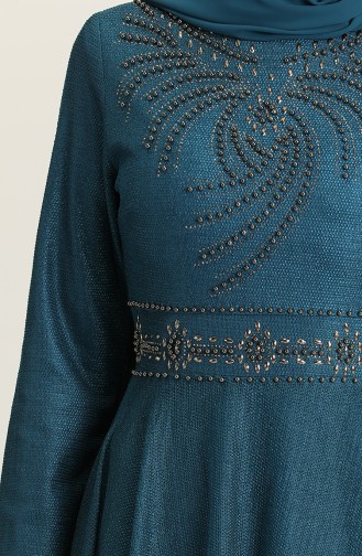 فساتين سهرة بتصميم اسلامي أزرق زيتي 2007-01