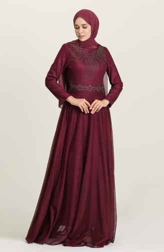 Plum Hijab Evening Dress 2007-02