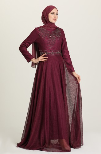Plum Hijab Evening Dress 2007-02