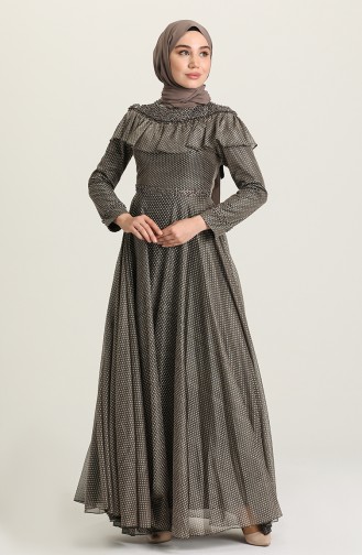 Taş İşlemeli Abiye Elbise 2013-01 Siyah Somon