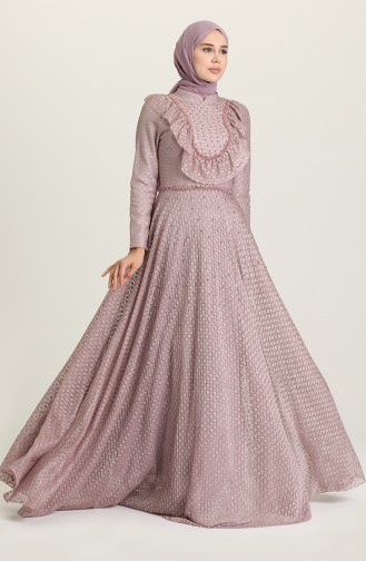 Powder Hijab Evening Dress 2019-04