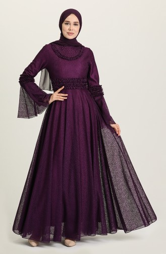 Purple Hijab Evening Dress 2027-01