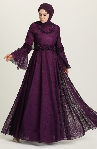 Purple Hijab Evening Dress 2027-01