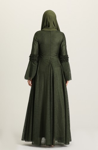Khaki Hijab Evening Dress 2027-02