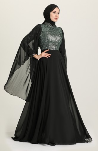 Green Hijab Evening Dress 2037-01