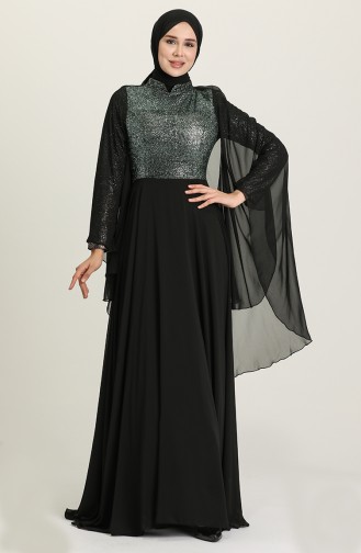 Green Hijab Evening Dress 2037-01