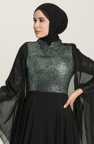 Green Hijab Evening Dress 2037-01
