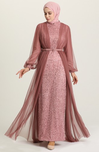 Beige-Rose Hijab-Abendkleider 52790-03