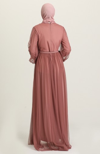 Dusty Rose Hijab Evening Dress 52790-03