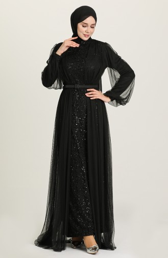 Schwarz Hijab-Abendkleider 52790-04