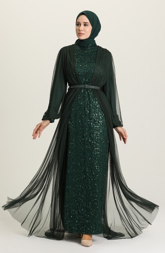 Green Hijab Evening Dress 52790-05