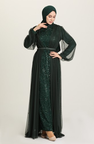 Green Hijab Evening Dress 52790-05
