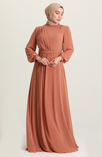 Onion Peel Hijab Evening Dress 4858-06