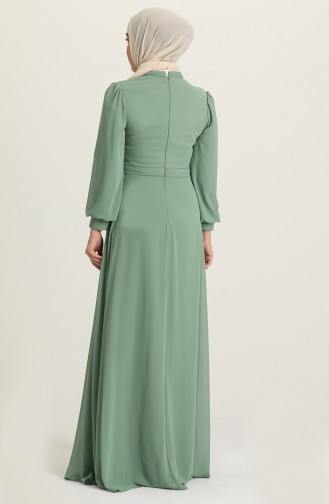 Unreife Mandelgrün Hijab-Abendkleider 4858-07