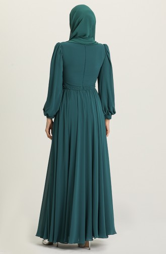 Green Hijab Evening Dress 4901-01