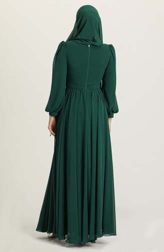 Emerald Green Hijab Evening Dress 4901-03