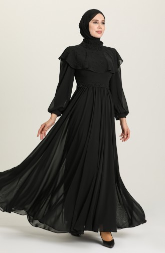 Black Hijab Evening Dress 4901-04