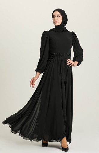 Schwarz Hijab-Abendkleider 4901-04