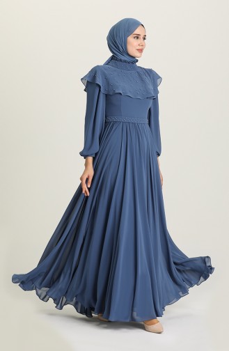 Indigo Hijab Evening Dress 4901-05