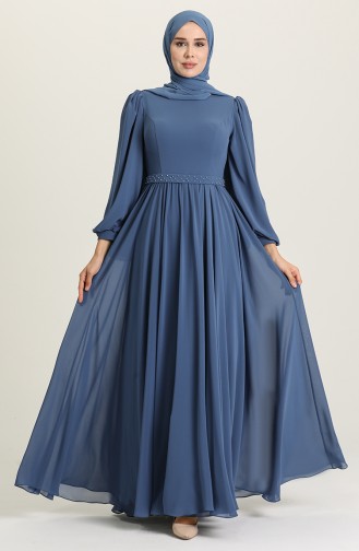 Indigo Hijab Evening Dress 4901-05