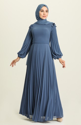 Indigo Hijab Evening Dress 4905-02