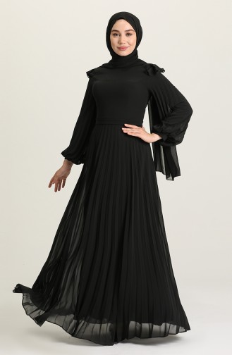 Black Hijab Evening Dress 4905-03