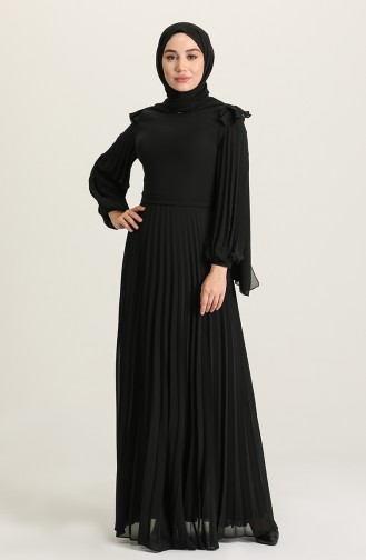 Black Hijab Evening Dress 4905-03