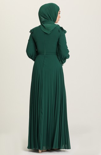 Emerald Green Hijab Evening Dress 4905-04