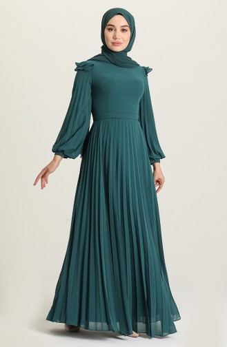 Green Hijab Evening Dress 4905-06