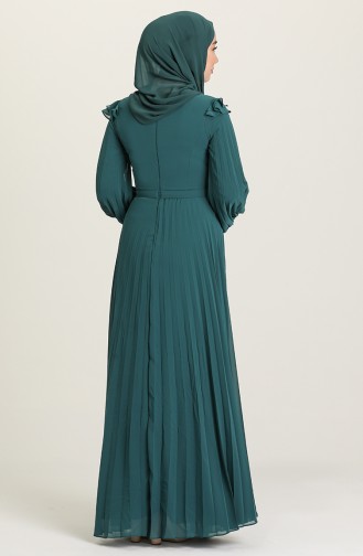 Green Hijab Evening Dress 4905-06