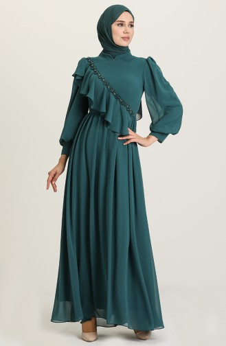 Petroleum Hijab-Abendkleider 4907-03