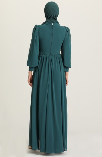Petroleum Hijab-Abendkleider 4907-03
