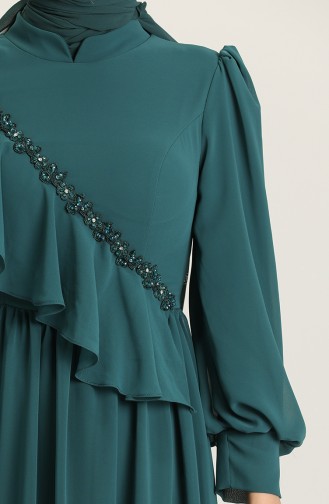 Petroleum Hijab-Abendkleider 4907-03