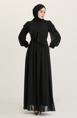 Black Hijab Evening Dress 4907-04